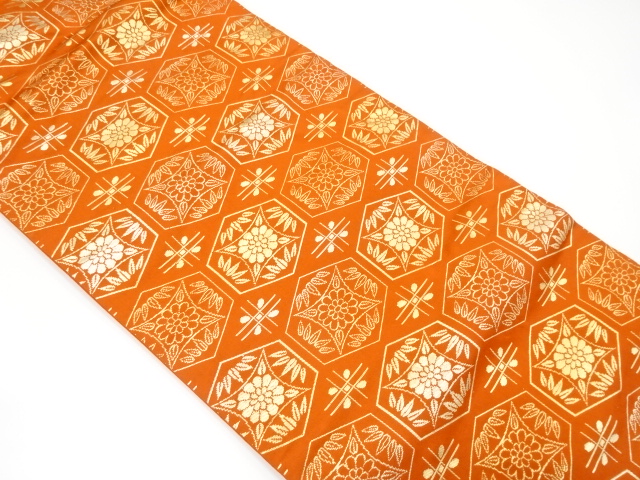 JAPANESE NAGOYA OBI / WOVEN KIKKO WITH FLOWER